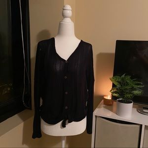 Black Button Up Light Sweater